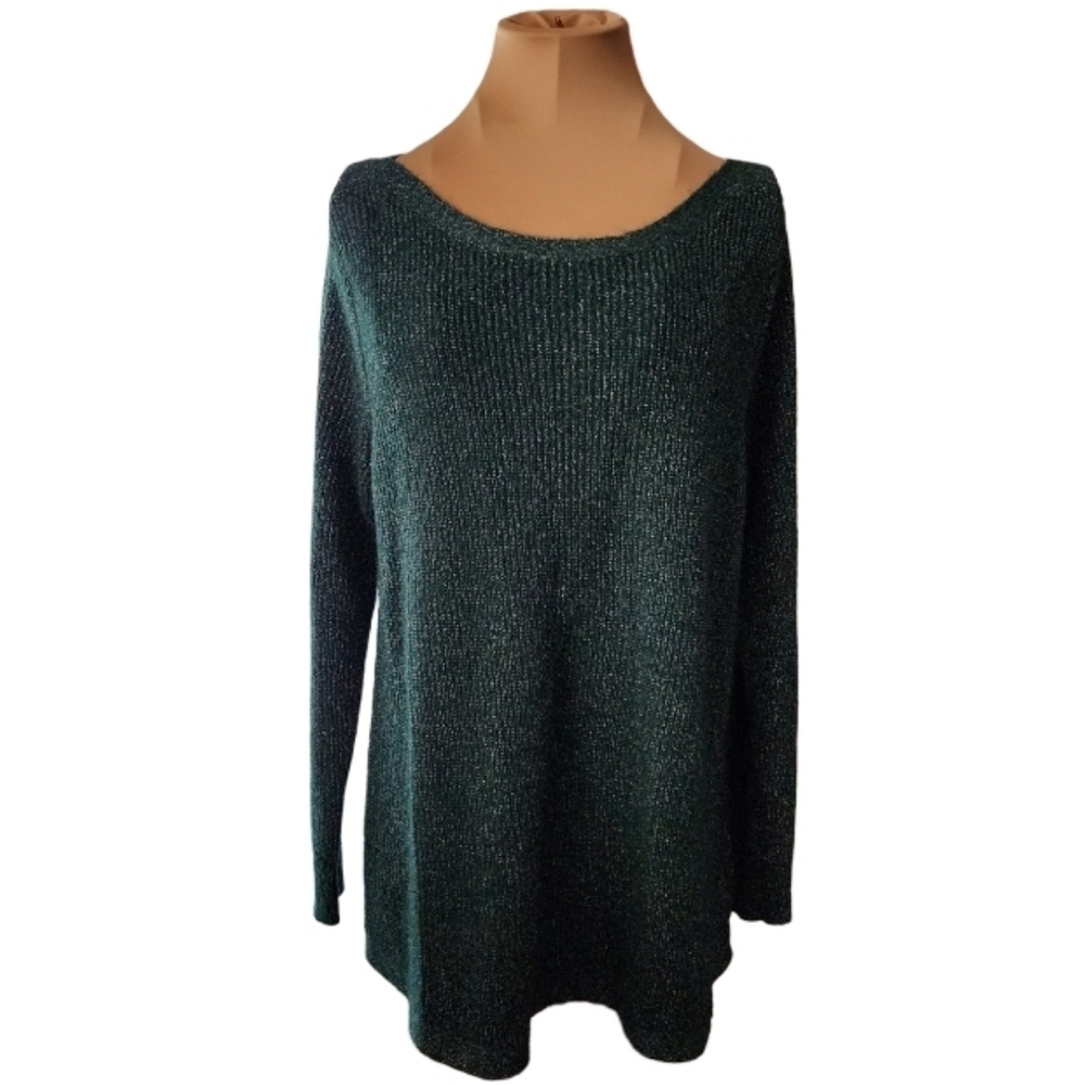 Rosemont & State Soft‎ Emerald Green Metallic Ribbed Sweater Size Large